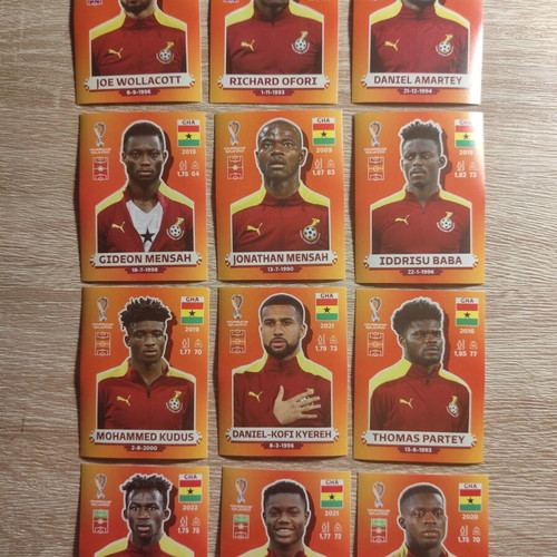 Panini World Cup Ghana 2022 football stickers, 12 players