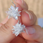 Silver flower dangle earrings new