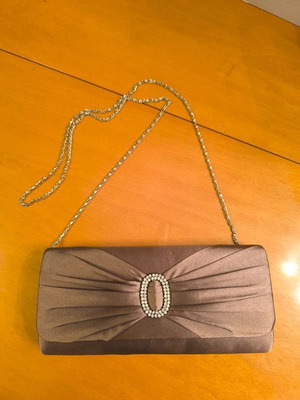 Evening satin shoulder bag new brown