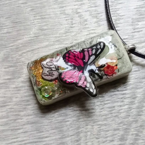 Handmade Fly necklace with colorful spring butterfly design new