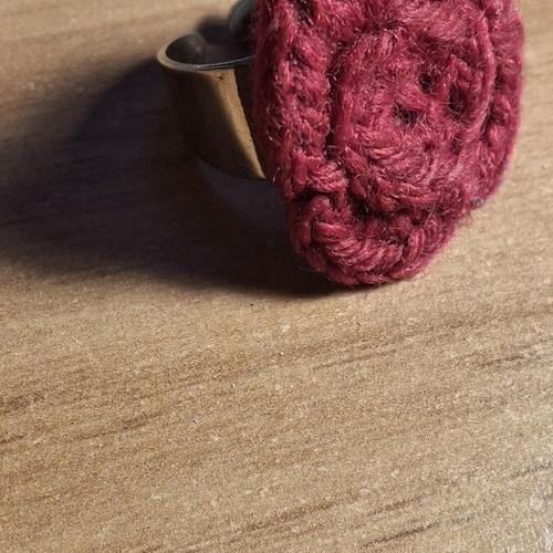 Handmade red knitted ring one size like new