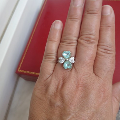 Ring with natural topaz, silver 925, 17 mm