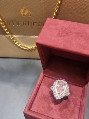 Silver ring 925 with pink center and white zircon stones