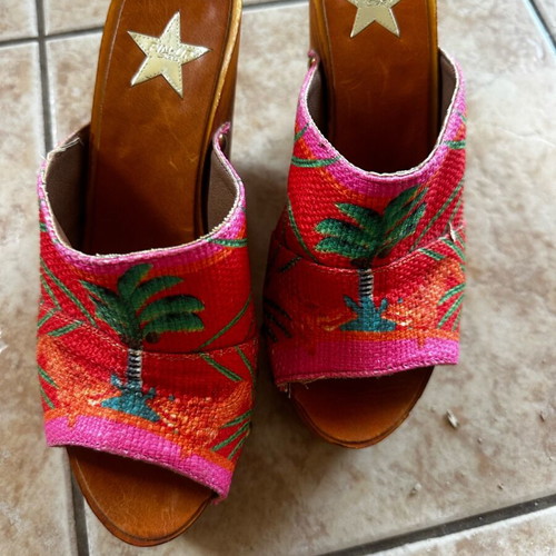 Pinup Star Vintage Mule Size 38 Like New Tropical Pattern
