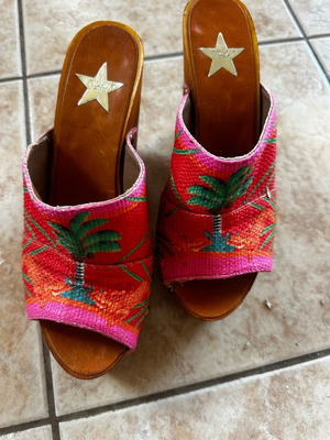 Pinup Star Vintage Mule Size 38 Like New Tropical Pattern