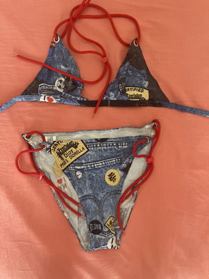 Christian Dior Miss Diorella Denim Print Bikini used, multicolor, size L