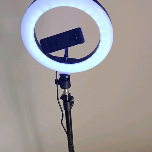 Light with phone holder base new