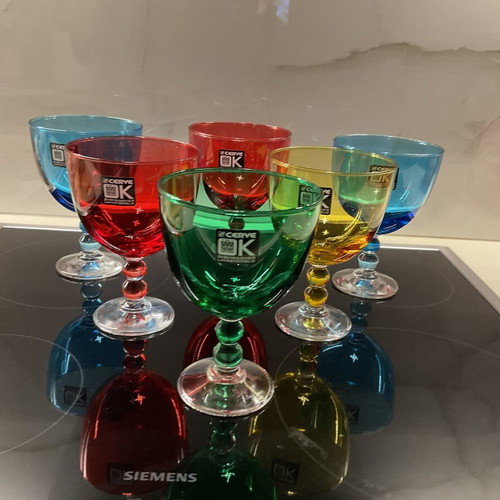 CERVE Deep Ice Cream Bowls Set of 6, Like New, Multicolored Glass