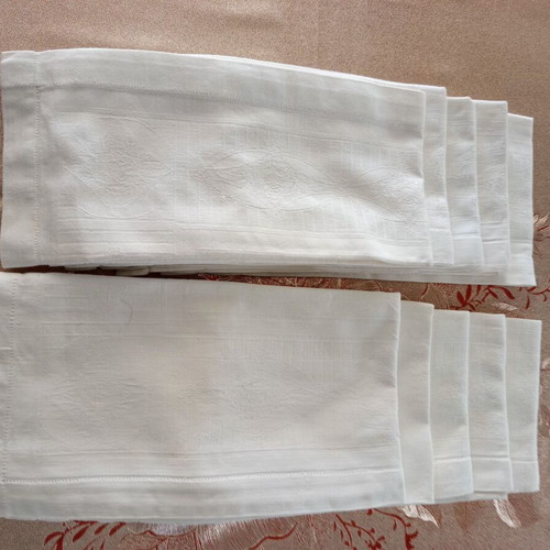 Set of 10 white handmade dinner napkins 53x53 cm