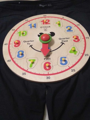 Wooden learning clock toy used