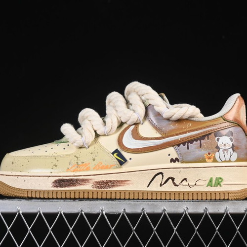 Nike Air Force 1 Milk Coffee Bear new hand-painted sneakers