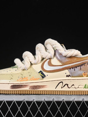 Nike Air Force 1 Milk Coffee Bear new hand-painted sneakers