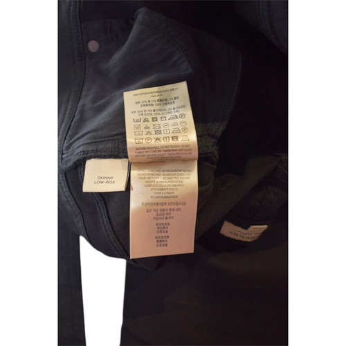 Burberry London England Skinny Low-Rise Black Jeans with Leather Patch W29