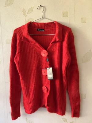 Red cardigan with large buttons new, sizes S/M by A-Style