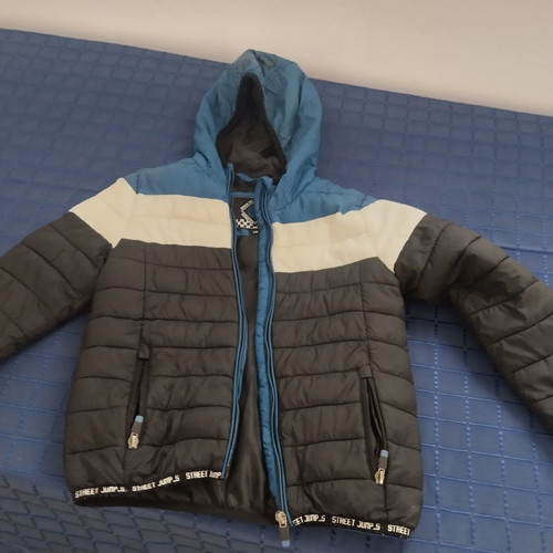 Children's hooded jacket for boys 4-6 years, black white blue
