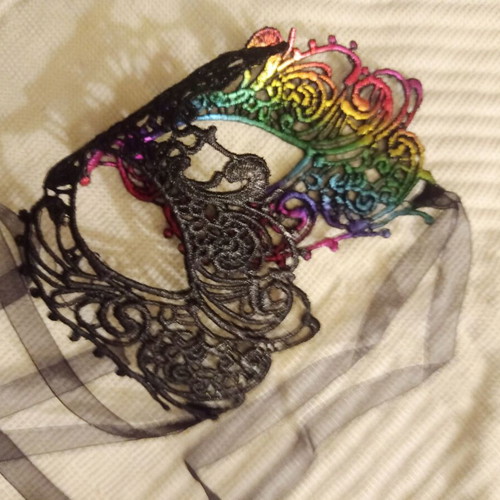 Colorful carnival mask new with ribbon