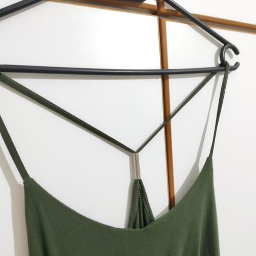 Khaki long dress like new, very comfortable and airy, elastic waist