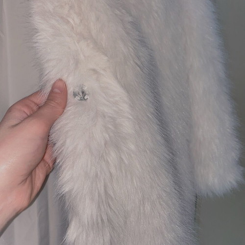 Faux Fur Coat Stradivarius New, White, Size S