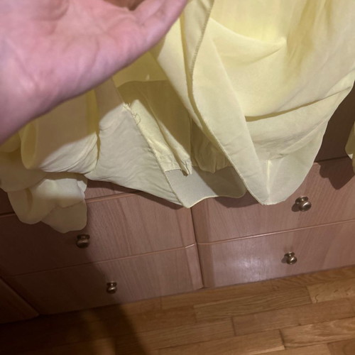 Yellow blouse with impressive ruched sleeves used, size M