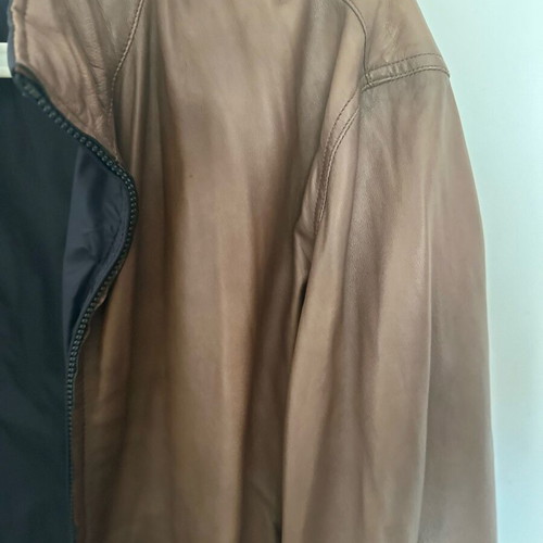 Massimo Dutti men's napa leather jacket new brown XL