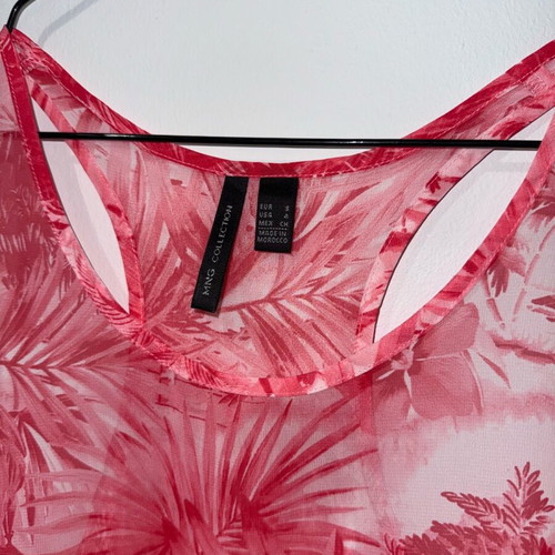 Mango blouse like new, summer pink with transparent fabric