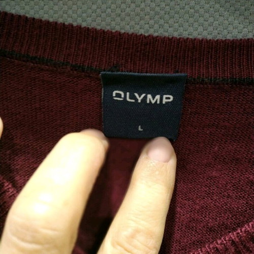Olymp wool sweater size L like new, burgundy V-neck
