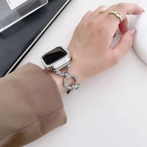 Crystal Ring Stainless Steel Watch Strap for Samsung Huawei Amazfit Garmin