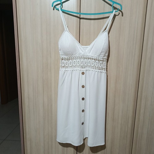 Dress with lace, viscose, size S, like new, white