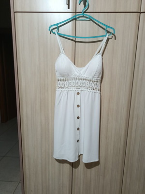 Dress with lace, viscose, size S, like new, white