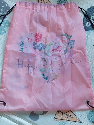 Pink backpack with flowers Happy and Smile new