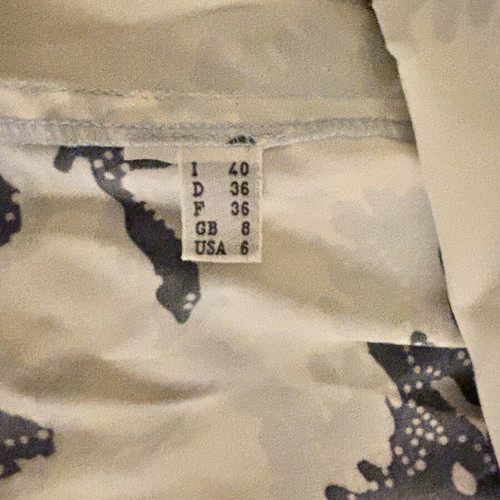 Christian Lacroix knee-length dress with puffed short sleeves white blue like new
