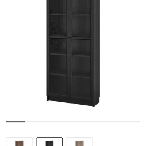 IKEA Bookcase vitrine black with glass doors like new 80x30x202 cm
