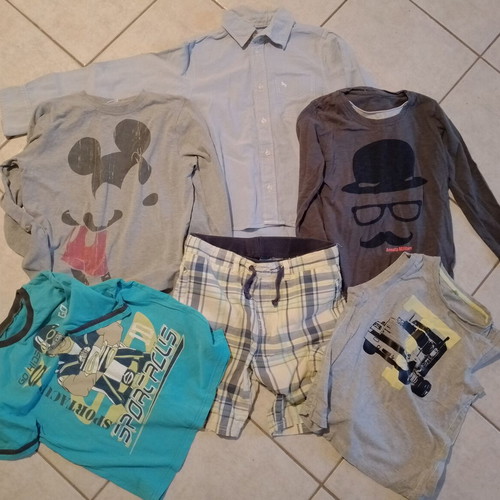 Boys' clothing pack used, 10 years, 4 shirts, shirt, shorts