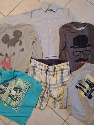 Πακέτο ρούχων για αγόρια 10 ετών μεταχειρισμένο, 4 μπλούζες, πουκάμισο, σορτς