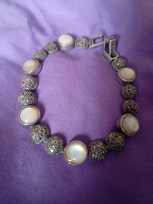 Silver 925 bracelet with moonstones and marcasites new