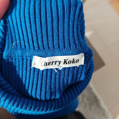 Cherry Koko midi rib dress used blue with turtleneck