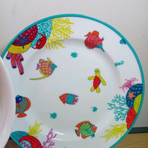 Auerhahn Porcelain children's dinner set Ocean, 3 pieces