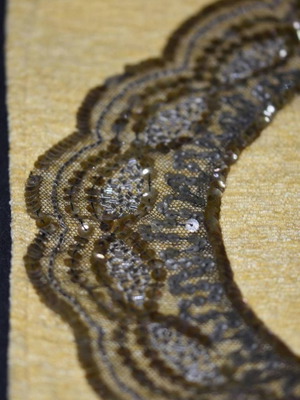 Embroidered collar used with sequins and beads on tulle