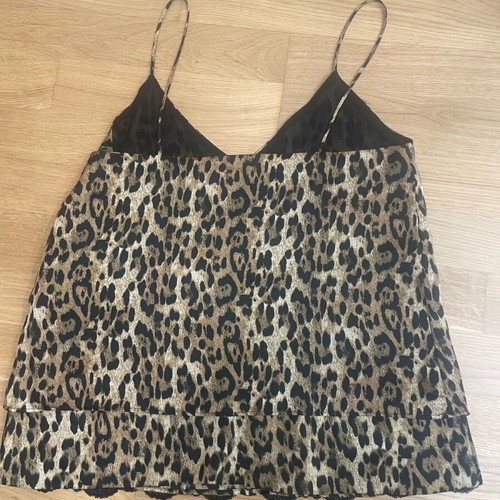 Satin leopard top Zara like new with black lace detail