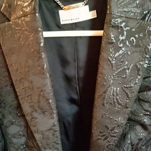 Karen Millen women's black brocade blazer, size 38