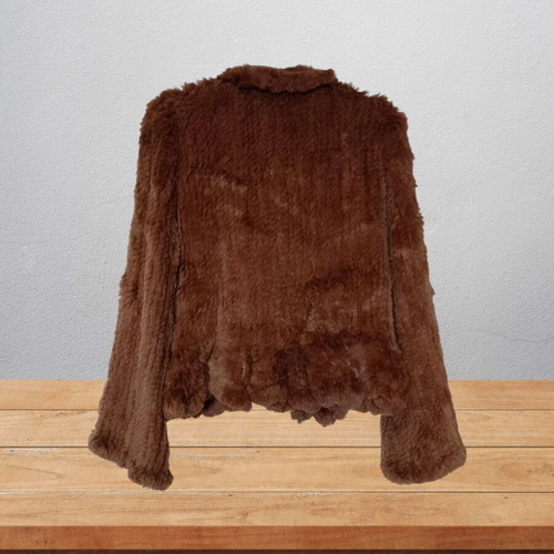 On Line brown rabbit fur like new, youthful, size M