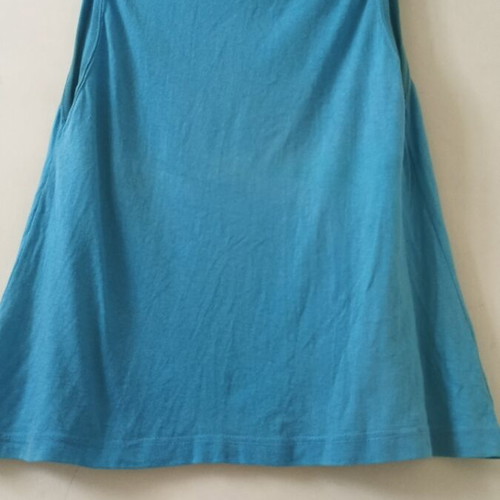 Women's sleeveless mock neck blouse used, light blue, cotton, size M