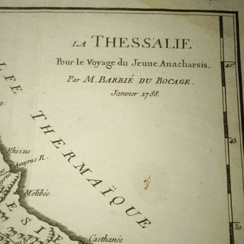 Thessaly map collectible 1788 used in excellent condition
