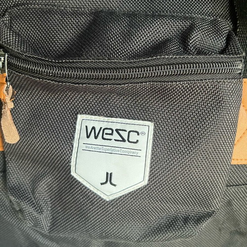 Wesc backpack black with leather details like new