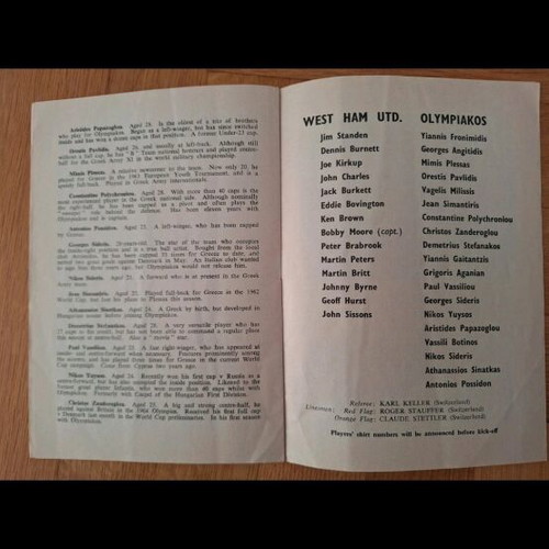West Ham Olympiakos match programme like new