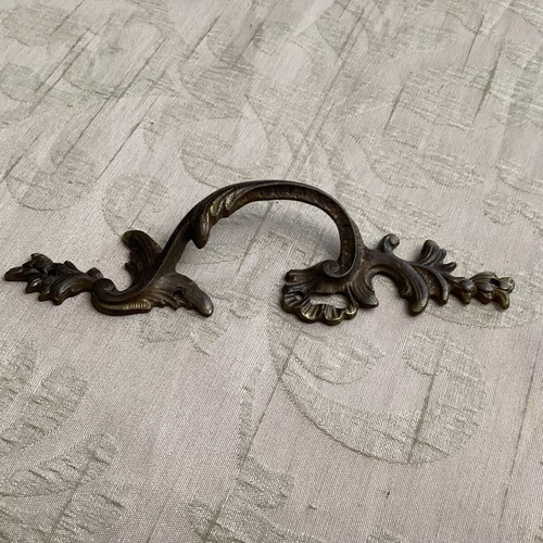 Vintage brass furniture handles set of 4 used, Italy Bologna