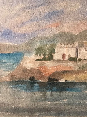 Πίνακας Π. Μακρής παστέλ σαν καινούργιο, μεσαίων διαστάσεων 40x55
