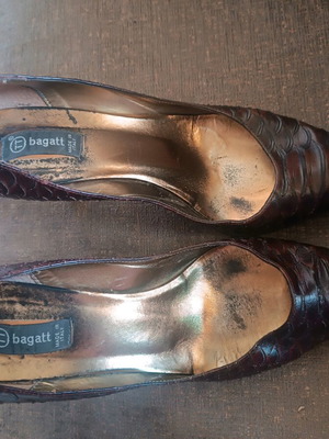 Bagatt crocodile leather heels like new, brown, size 38, 8cm heel