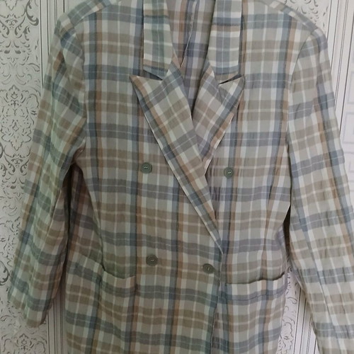 Vintage linen checked jacket large like new