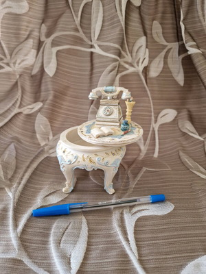 Decorative mini antique-style table with jewelry space blue new
